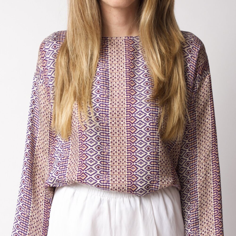 FORTE FORTE Viscose Silk Twill Top in Majorelle